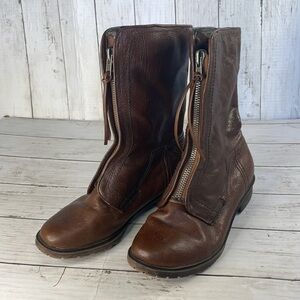 Kenneth Cole Vintage Close 2 Me Brown Leather Zip Mid Height Boot